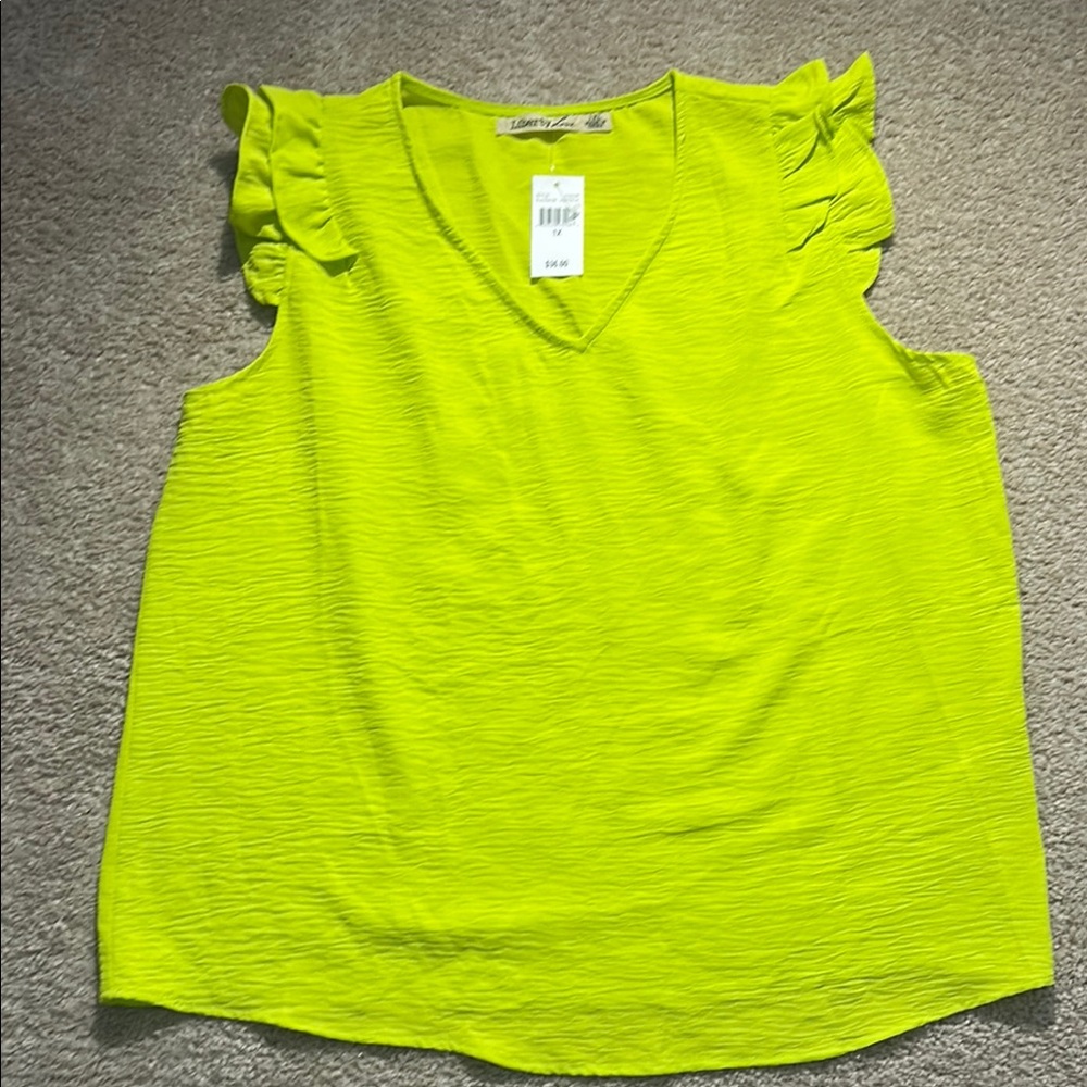 Liberty Love Beautiful Bright Colored Ruffled Flutter Sleeve Blouse